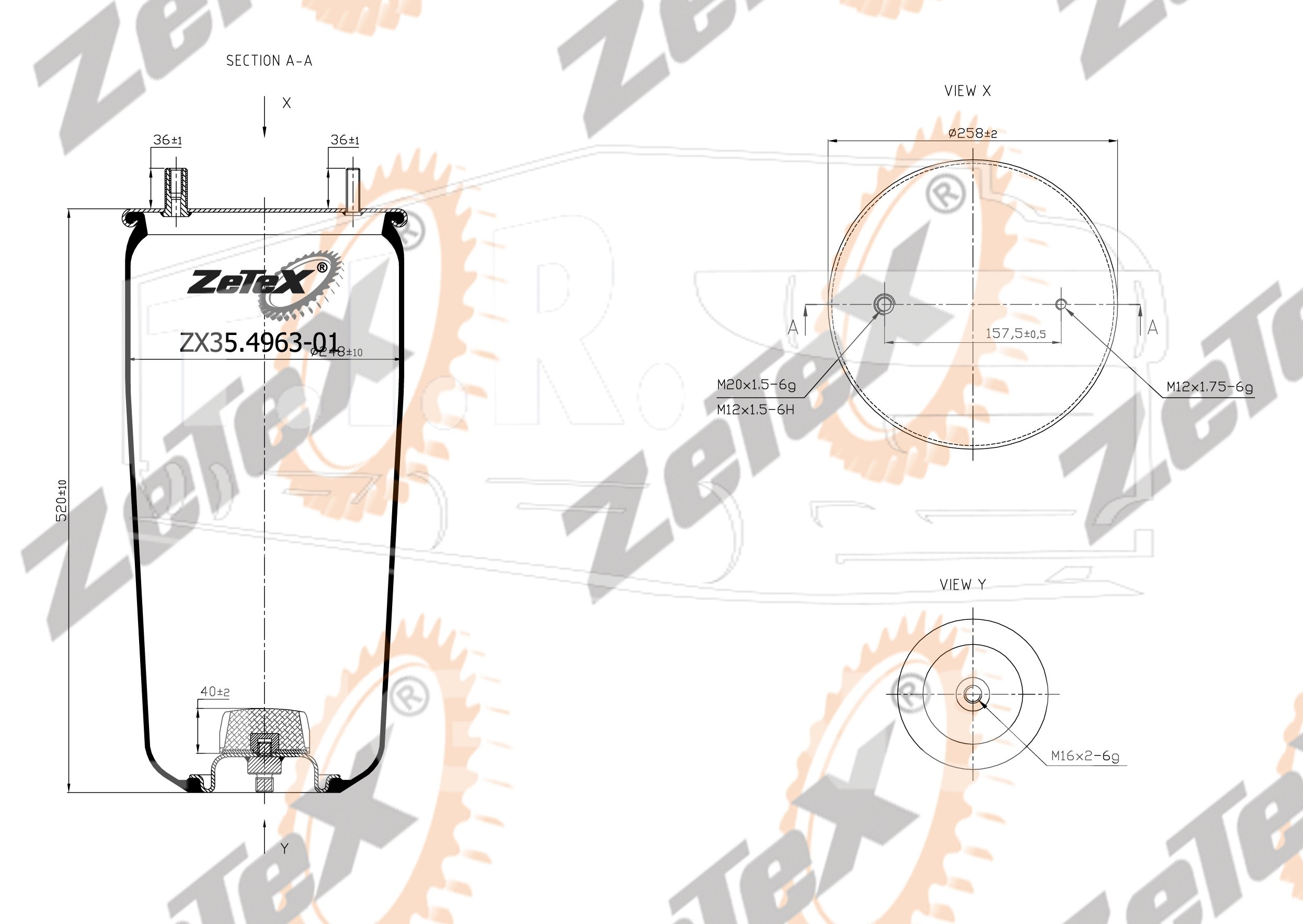 ZX35.4963-01, Пневморессора 4963NP01 без стакана — ZeTeX
