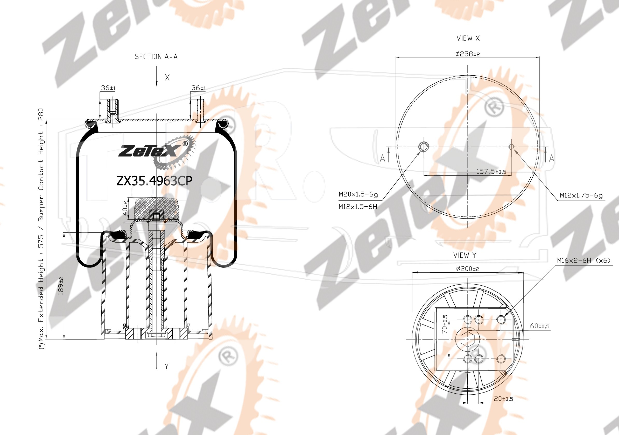ZX35.4963CP, Пневморессора 4963NP03 пластиковый стакан — ZeTeX