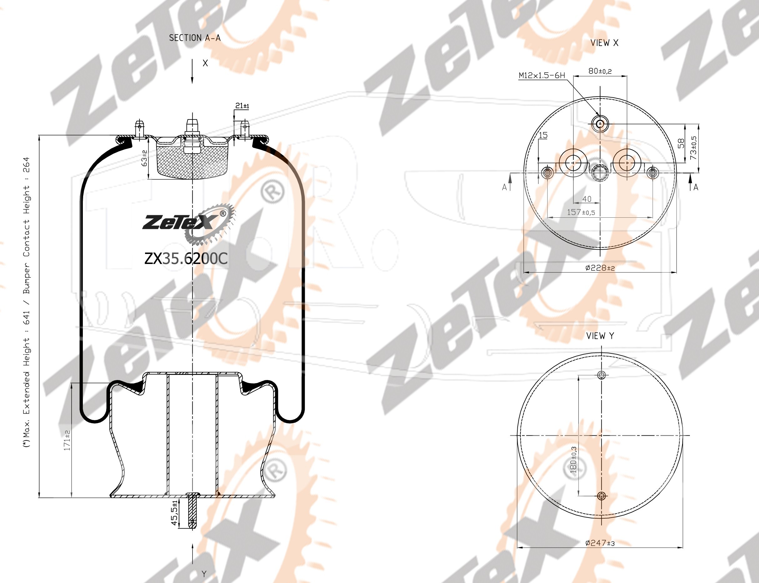 ZX35.6200C, Пневморессора 6200M (Granning 16068) металлический стакан Scania — ZeTeX