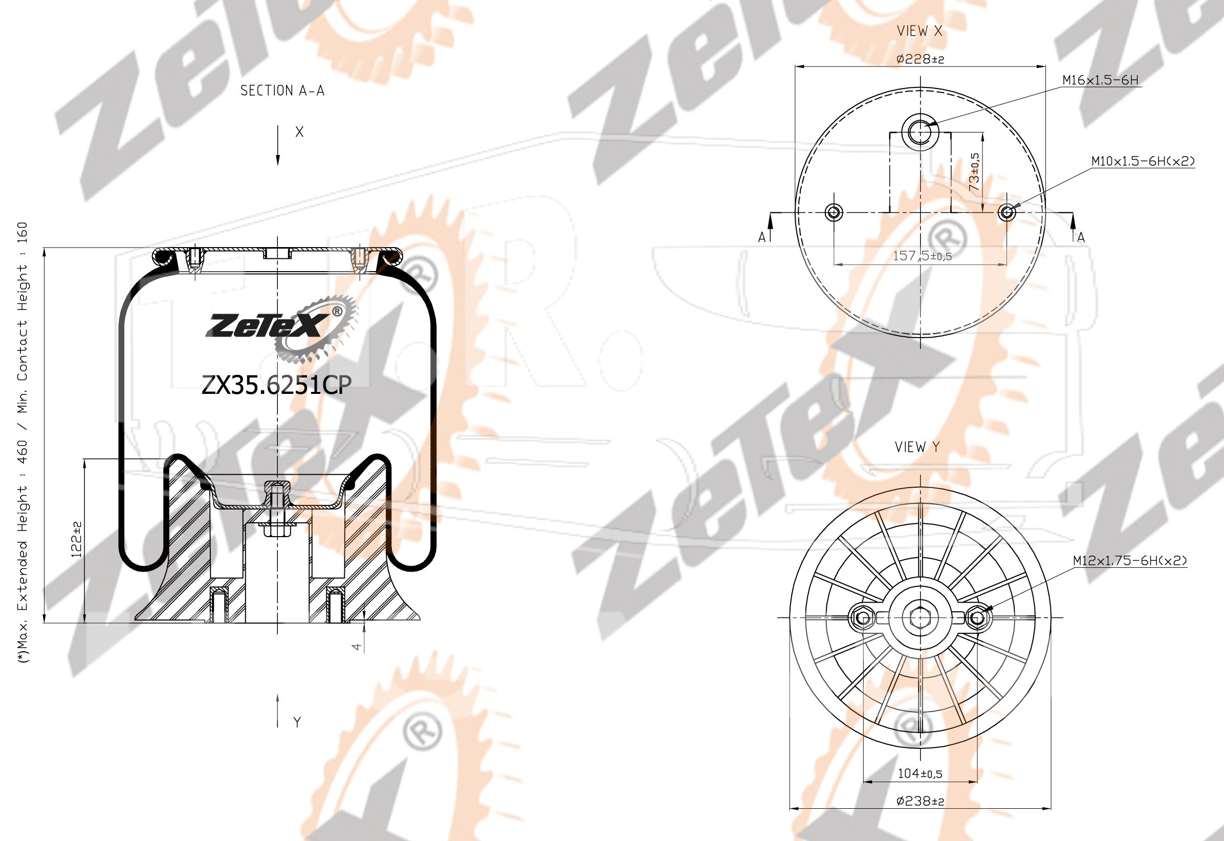 ZX35.6251CP, Пневморессора W01M586251 пластиковый стакан — ZeTeX