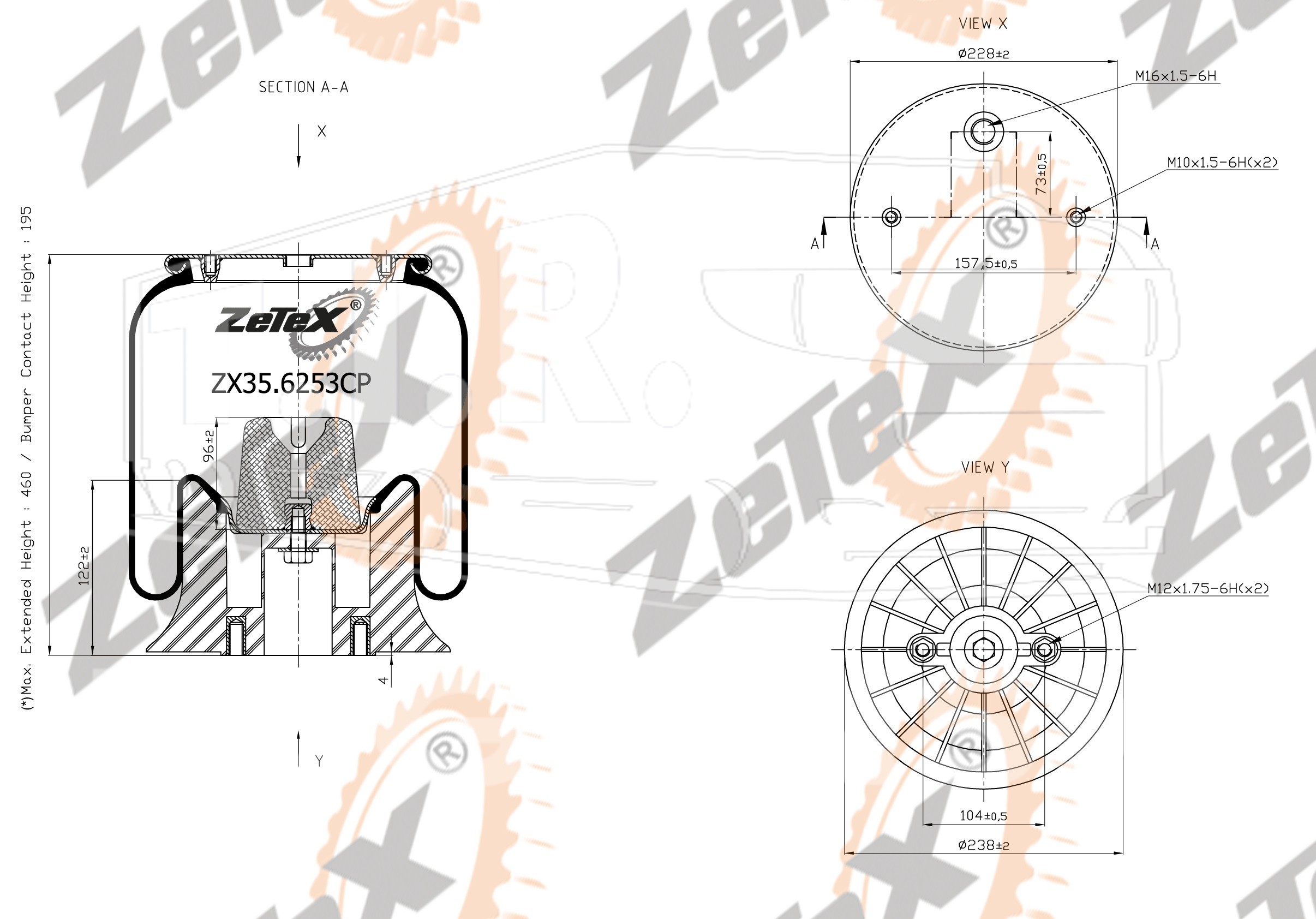 ZX35.6253CP, Пневморессора W01M586253 (Granning 15663) пластиковый стакан — ZeTeX