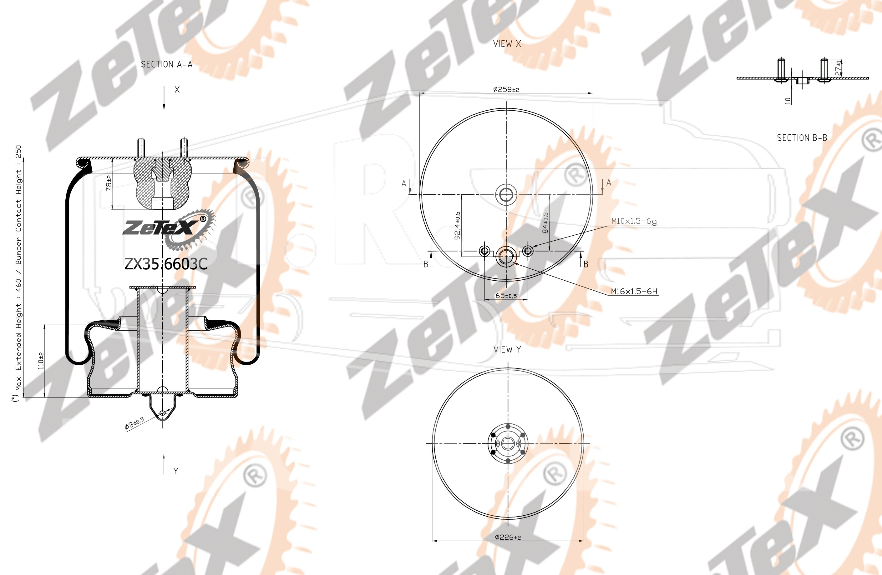ZX35.6603C, Пневморессора 6603NP01 металлический стакан — ZeTeX