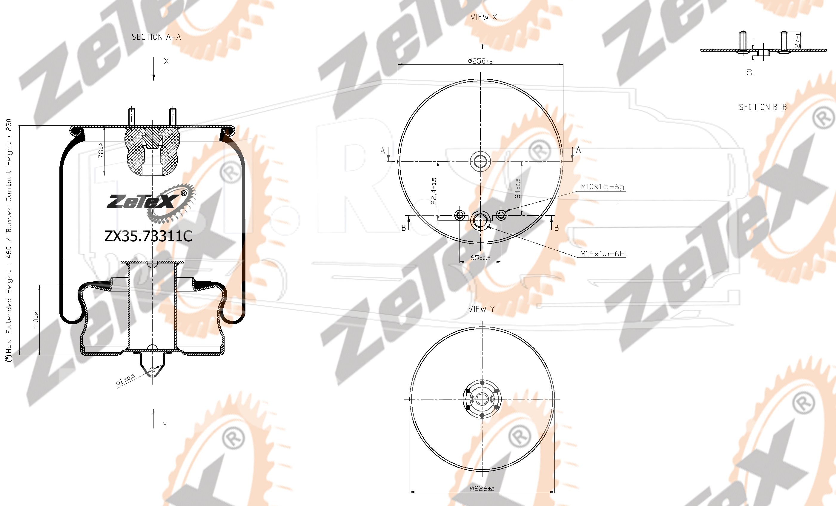 ZX35.73311C, Пневморессора 73311M металлический стакан — ZeTeX
