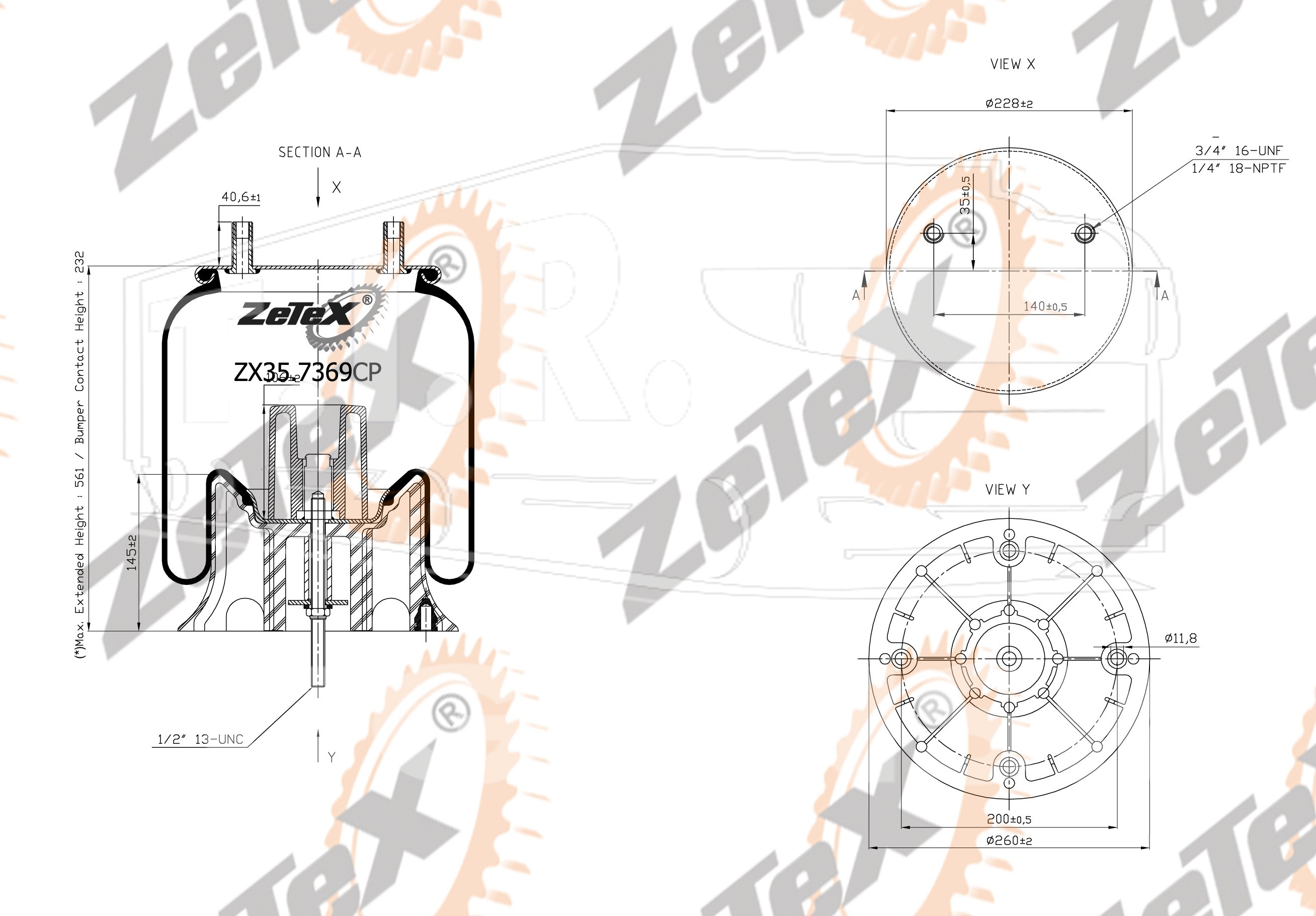 ZX35.7369CP, Пневморессора 90557369 SAF пластиковый стакан — ZeTeX