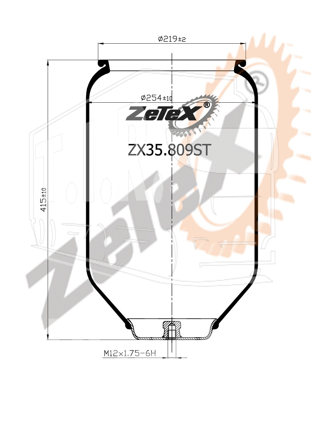 ZX35.809ST, Пневморессора 809NT без стакана MAN — ZeTeX