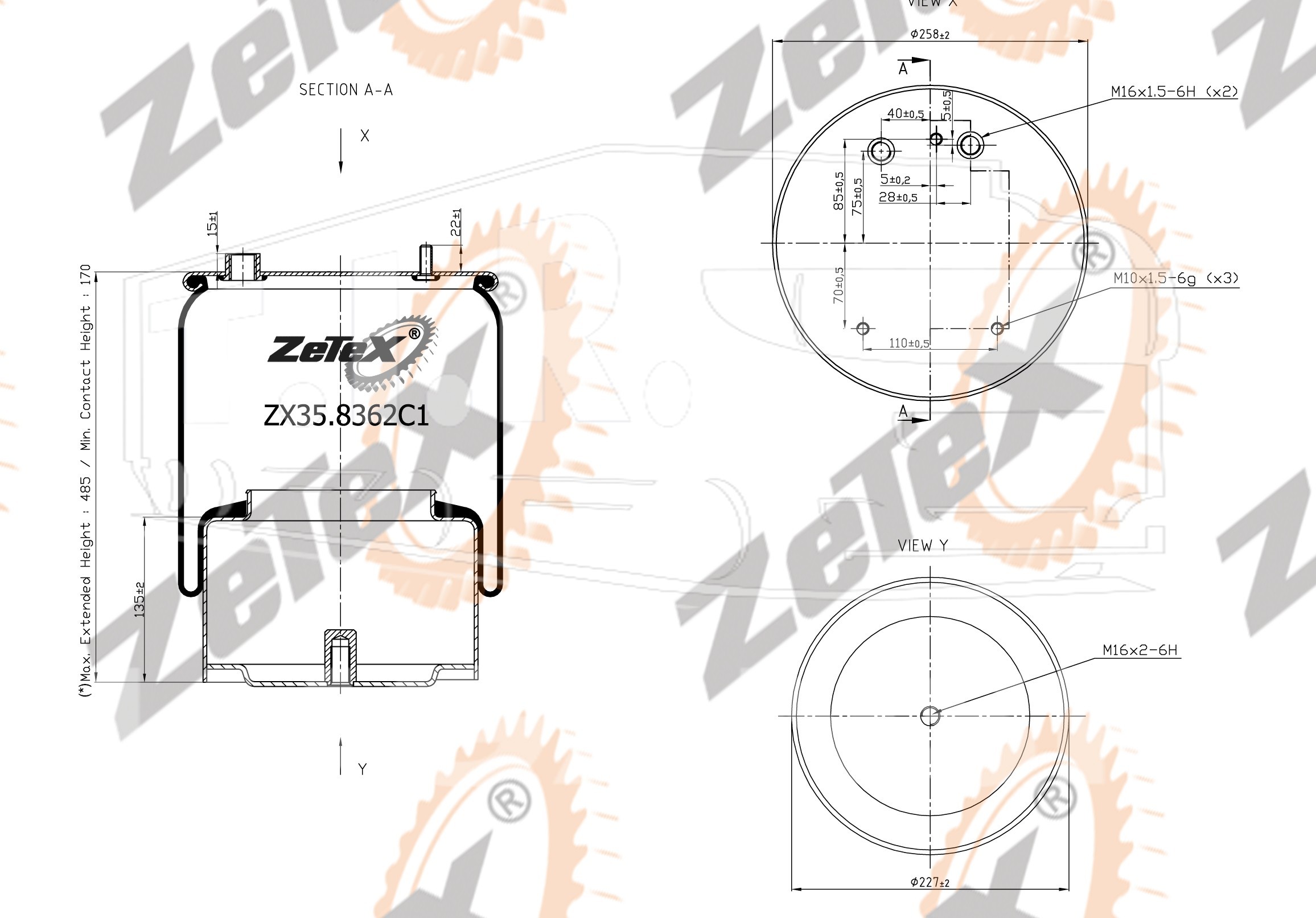 ZX35.8362C1, Пневморессора 836M2K1 (2 штуцера) — ZeTeX