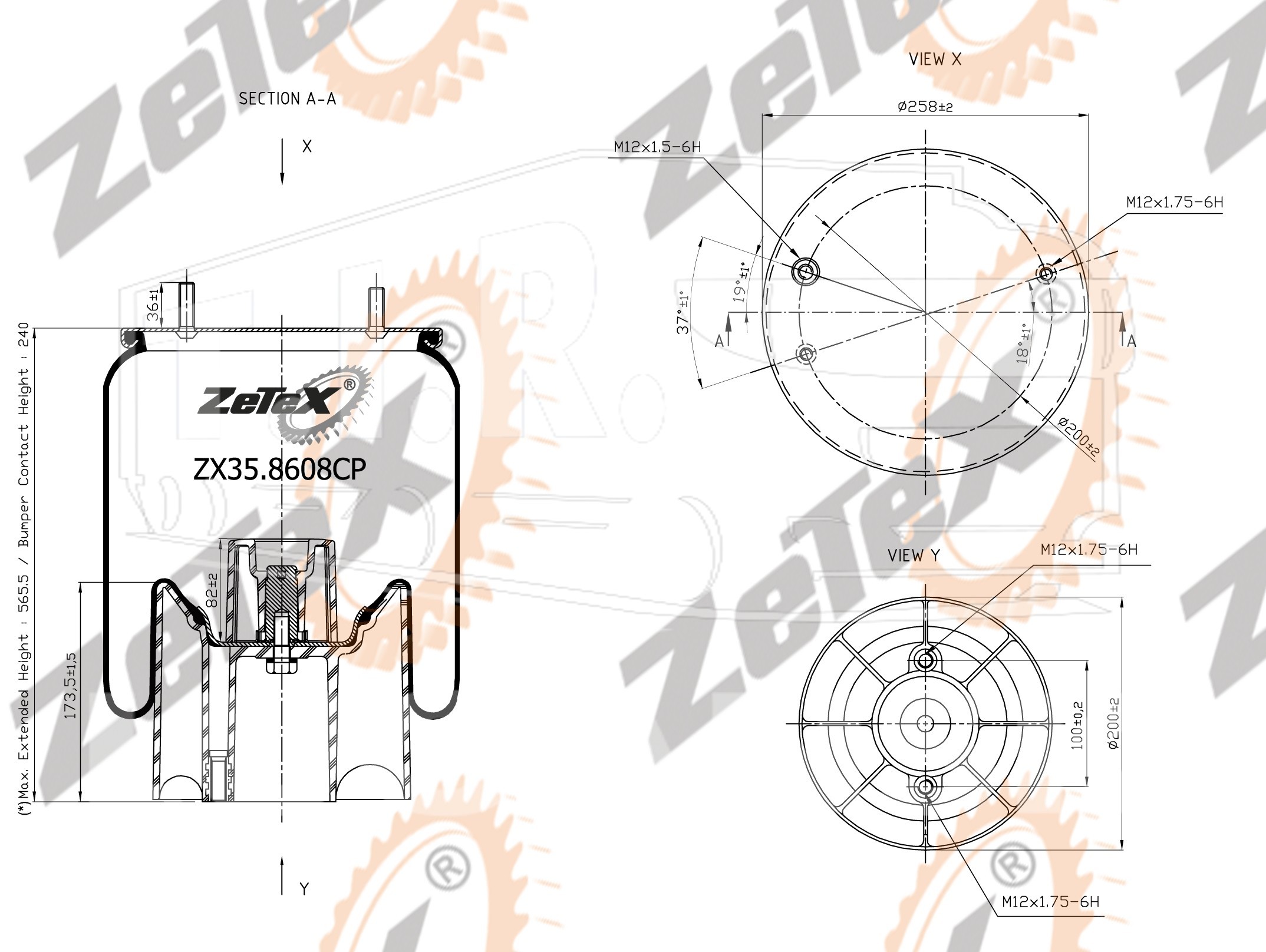 ZX35.8608CP, Пневморессора W01M588608пластиковый стакан — ZeTeX