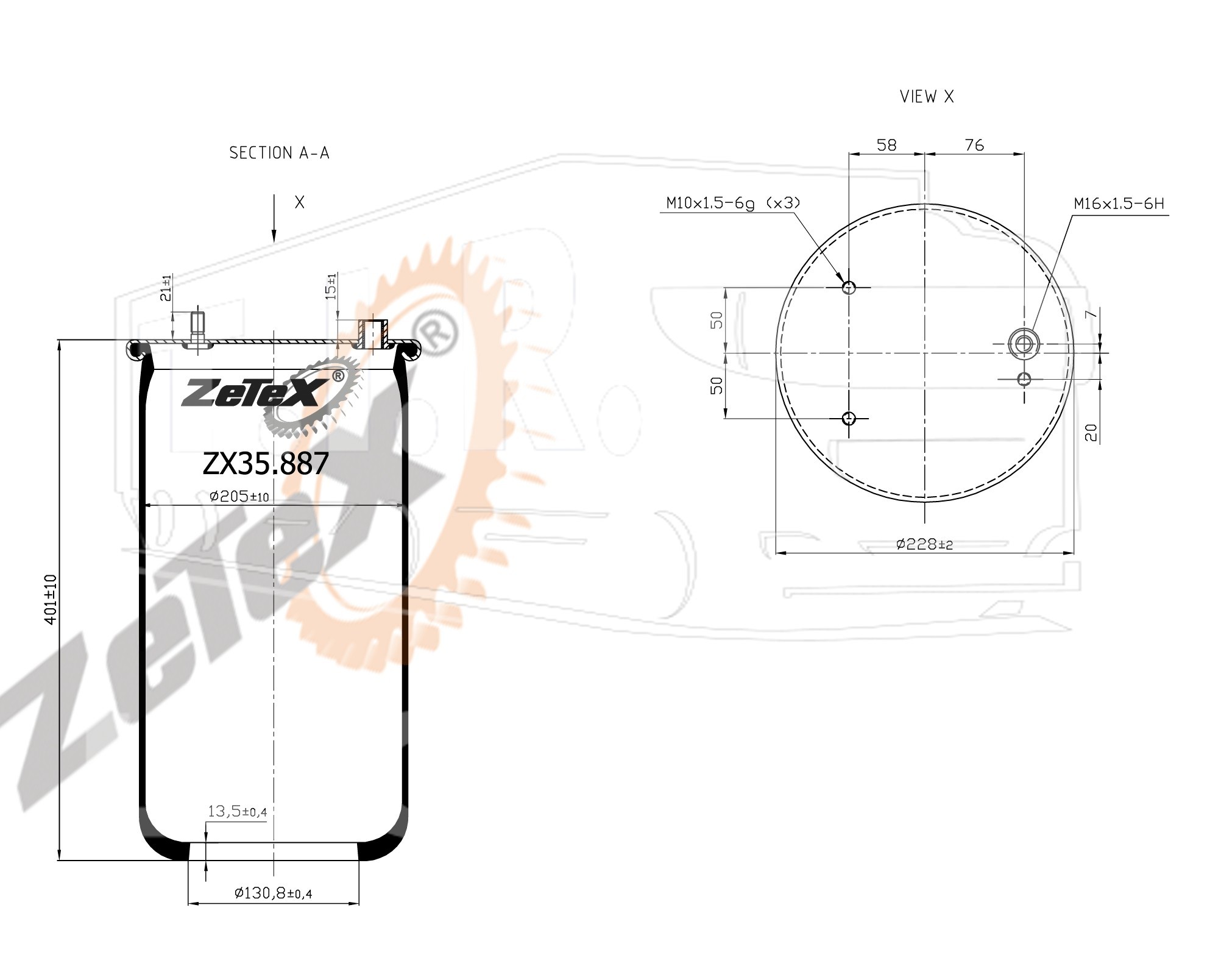 ZX35.887, Пневморессора 887M без стакана DAF — ZeTeX