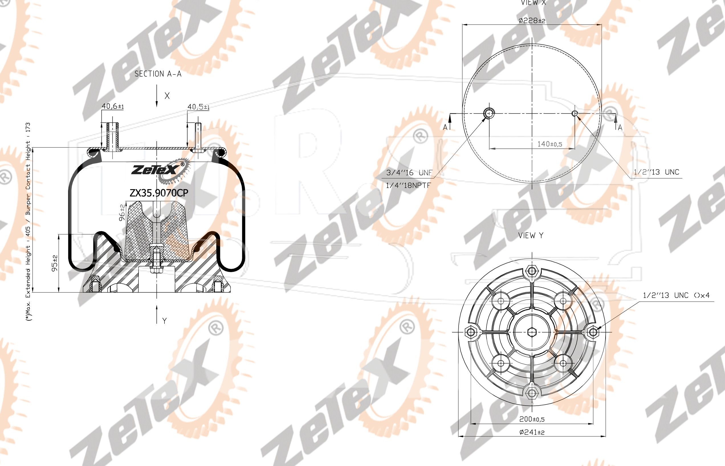 ZX35.9070CP, Пневморессора W013589070 пластиковый стакан — ZeTeX