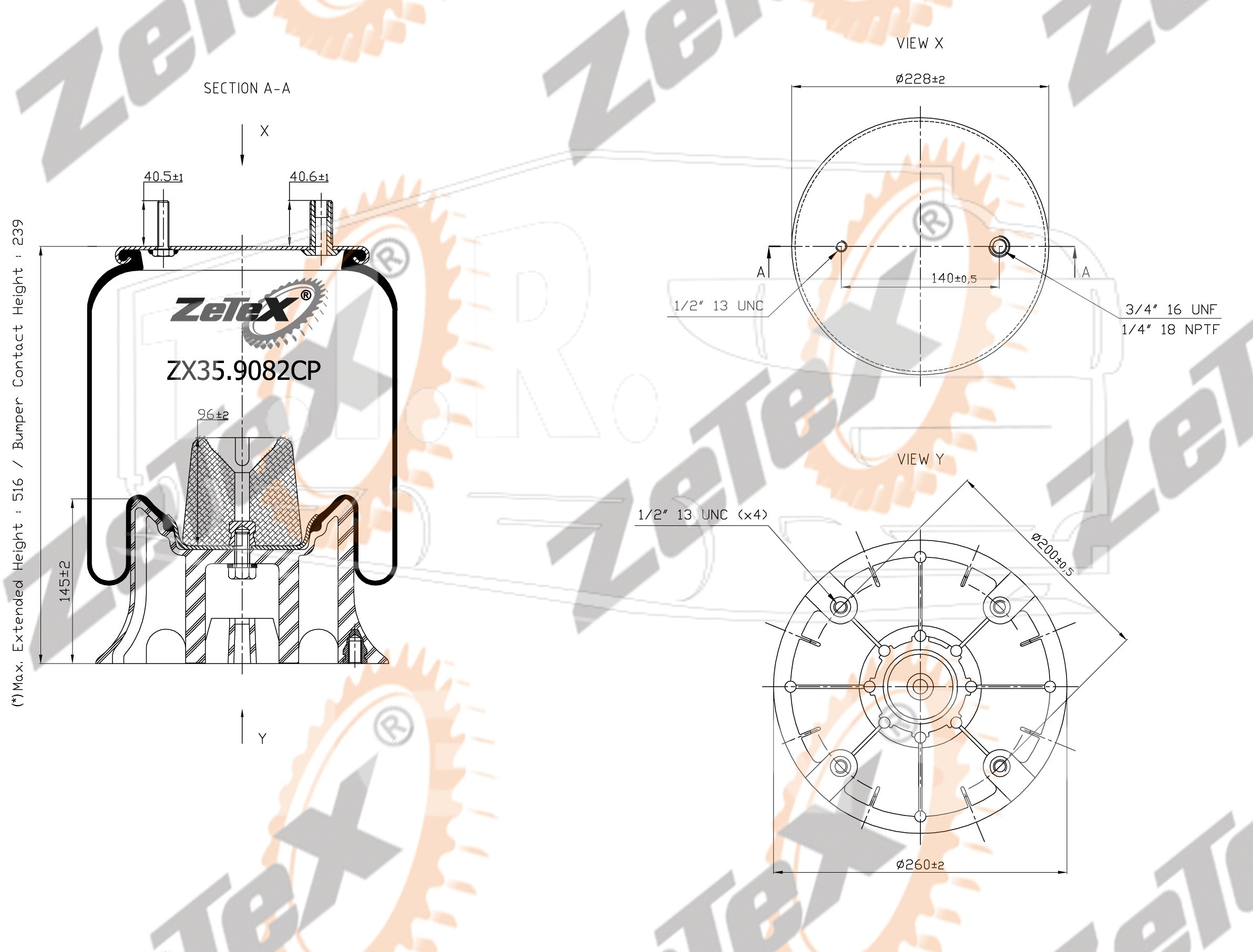ZX35.9082CP, Пневморессора W013589082 пластиковый стакан (Neway) — ZeTeX
