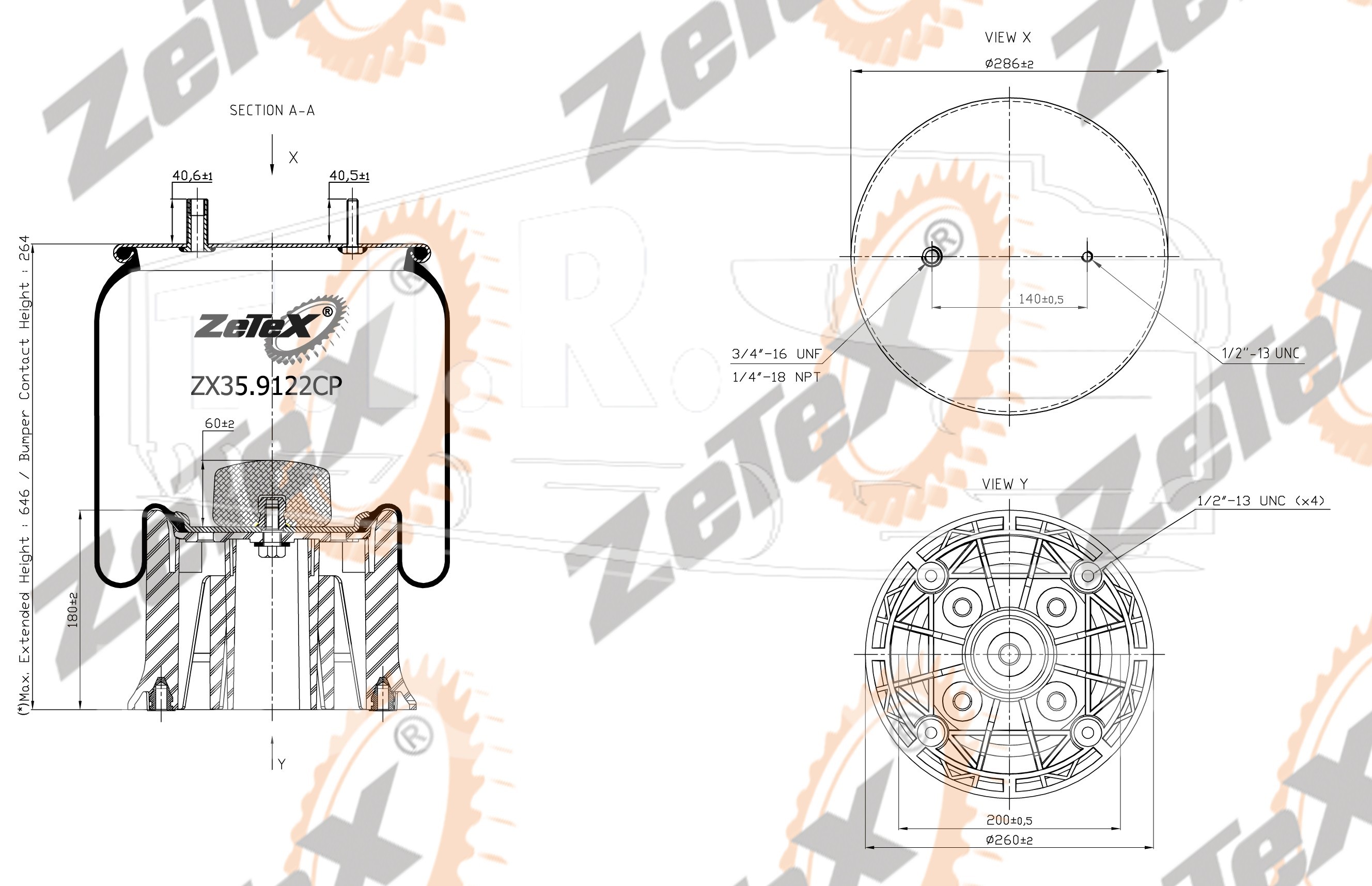 ZX35.9122CP, Пневморессора W013589122 пластиковый стакан — ZeTeX