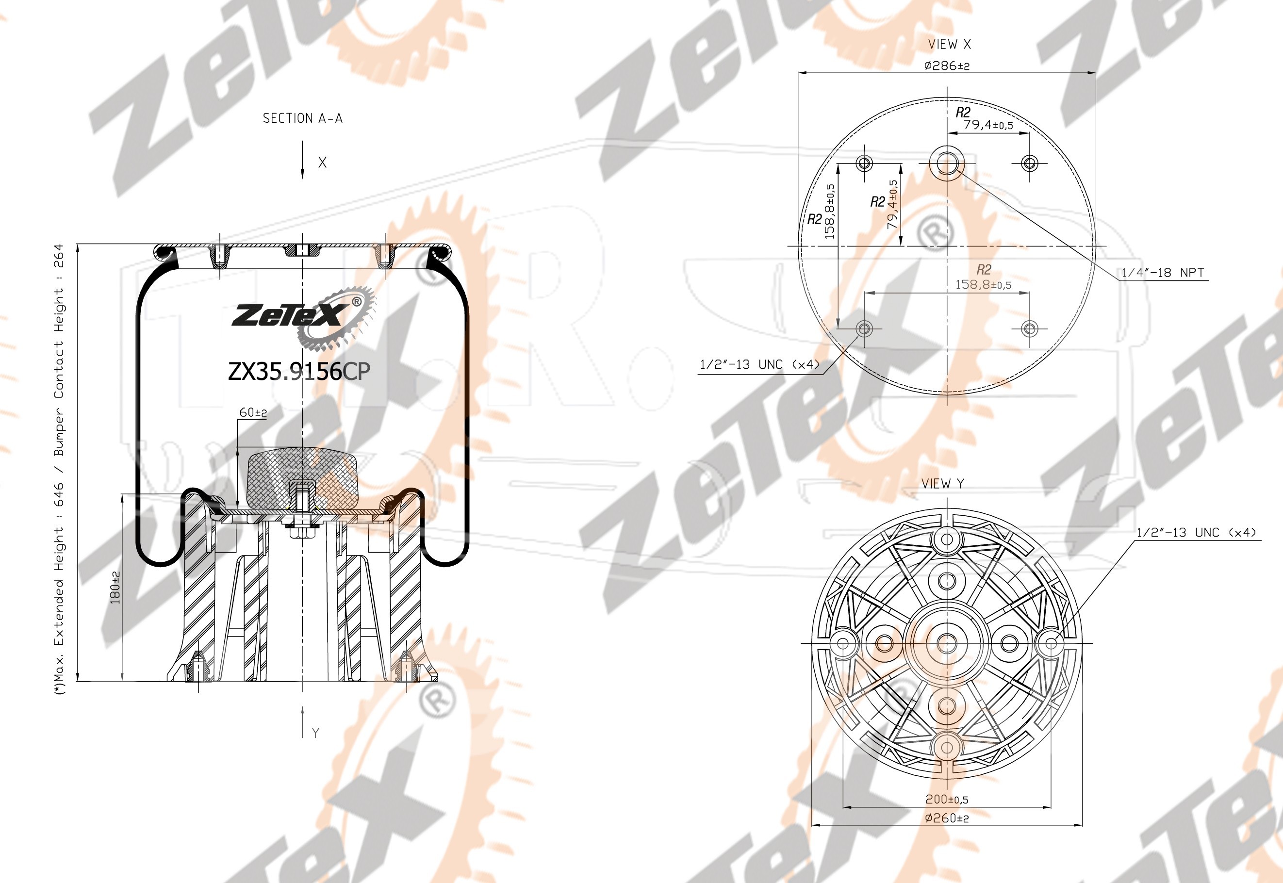 ZX35.9156CP, Пневморессора W013589156 пластиковый стакан — ZeTeX