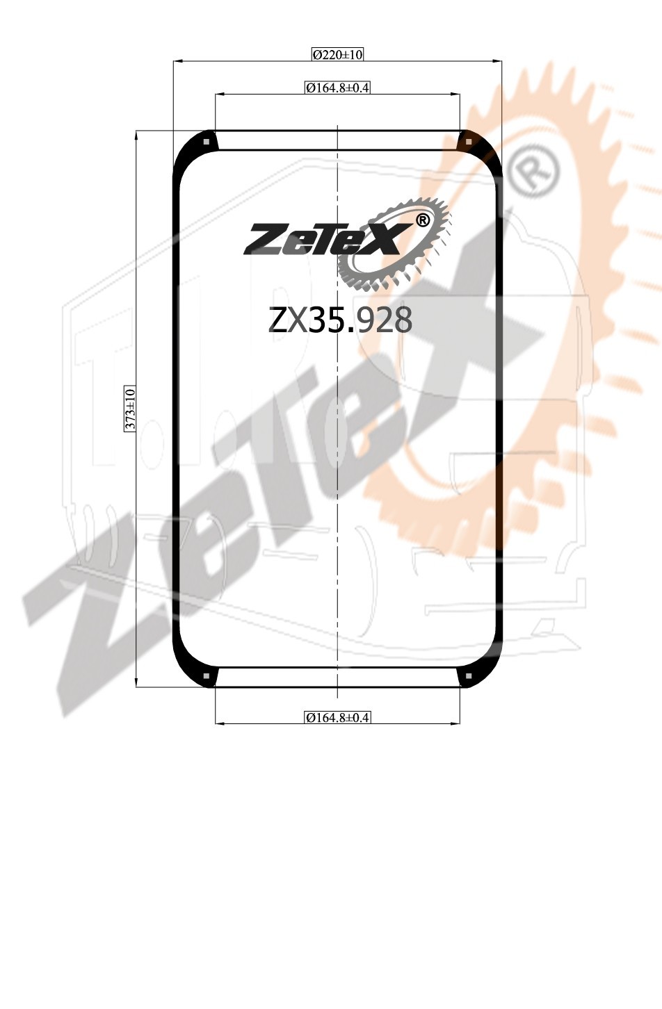 ZX35.928, Пневморессора 928N SCANIA / VOLVO / IVECO — ZeTeX