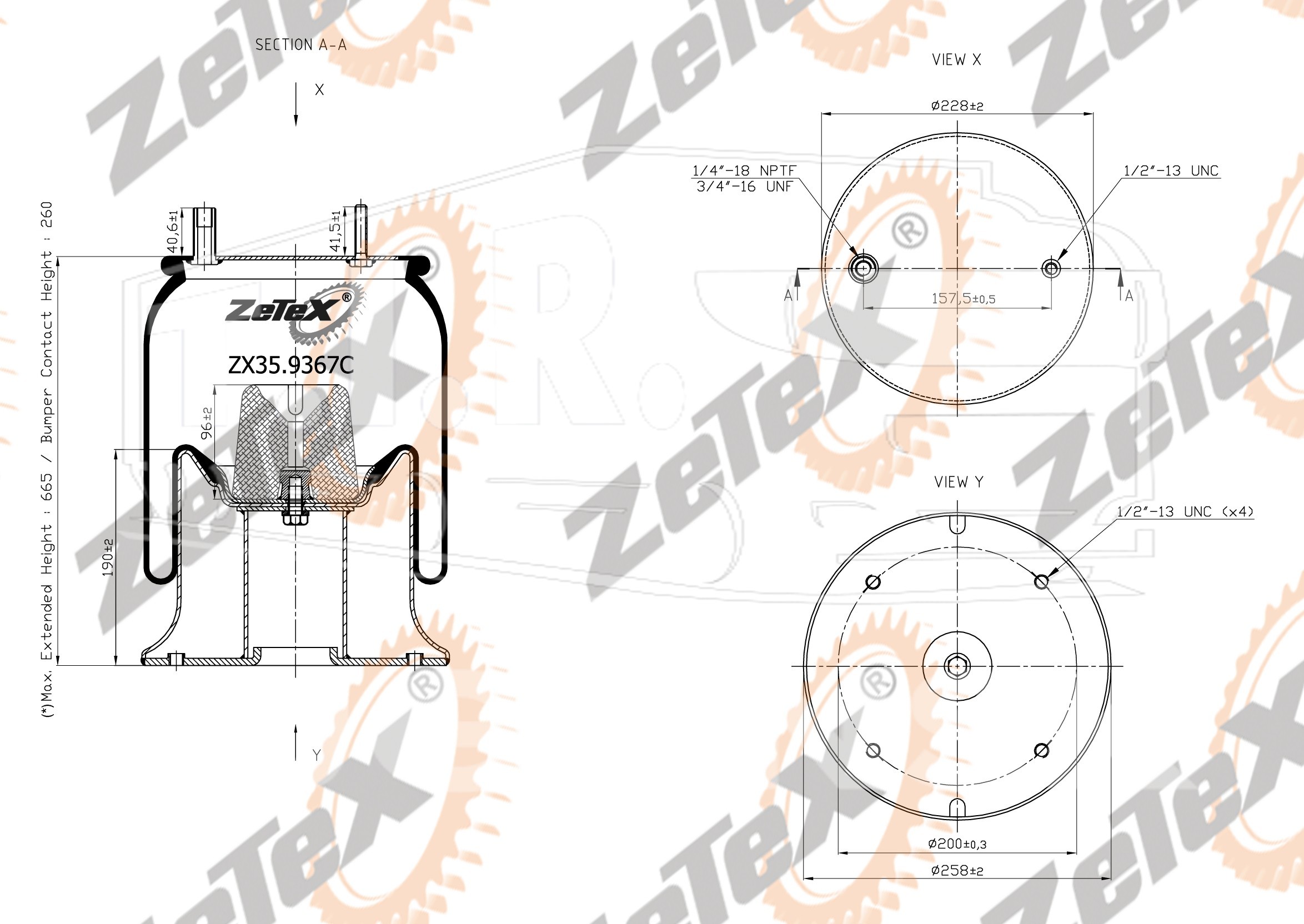 ZX35.9367C, Пневморессора W013589367 металлический стакан — ZeTeX