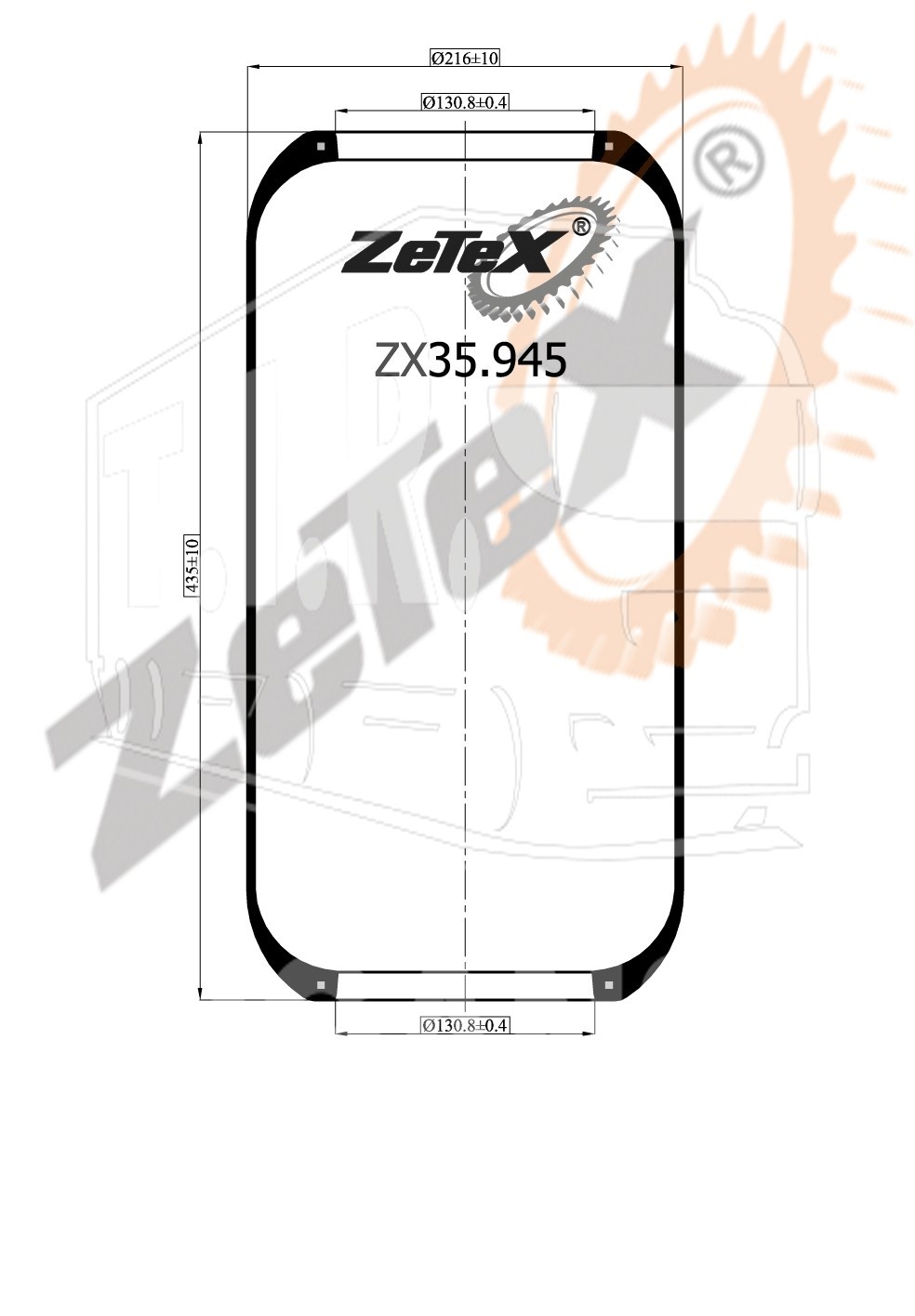 ZX35.945, Пневморессора 945N SCANIA / IVECO / IVECO-FIAT — ZeTeX
