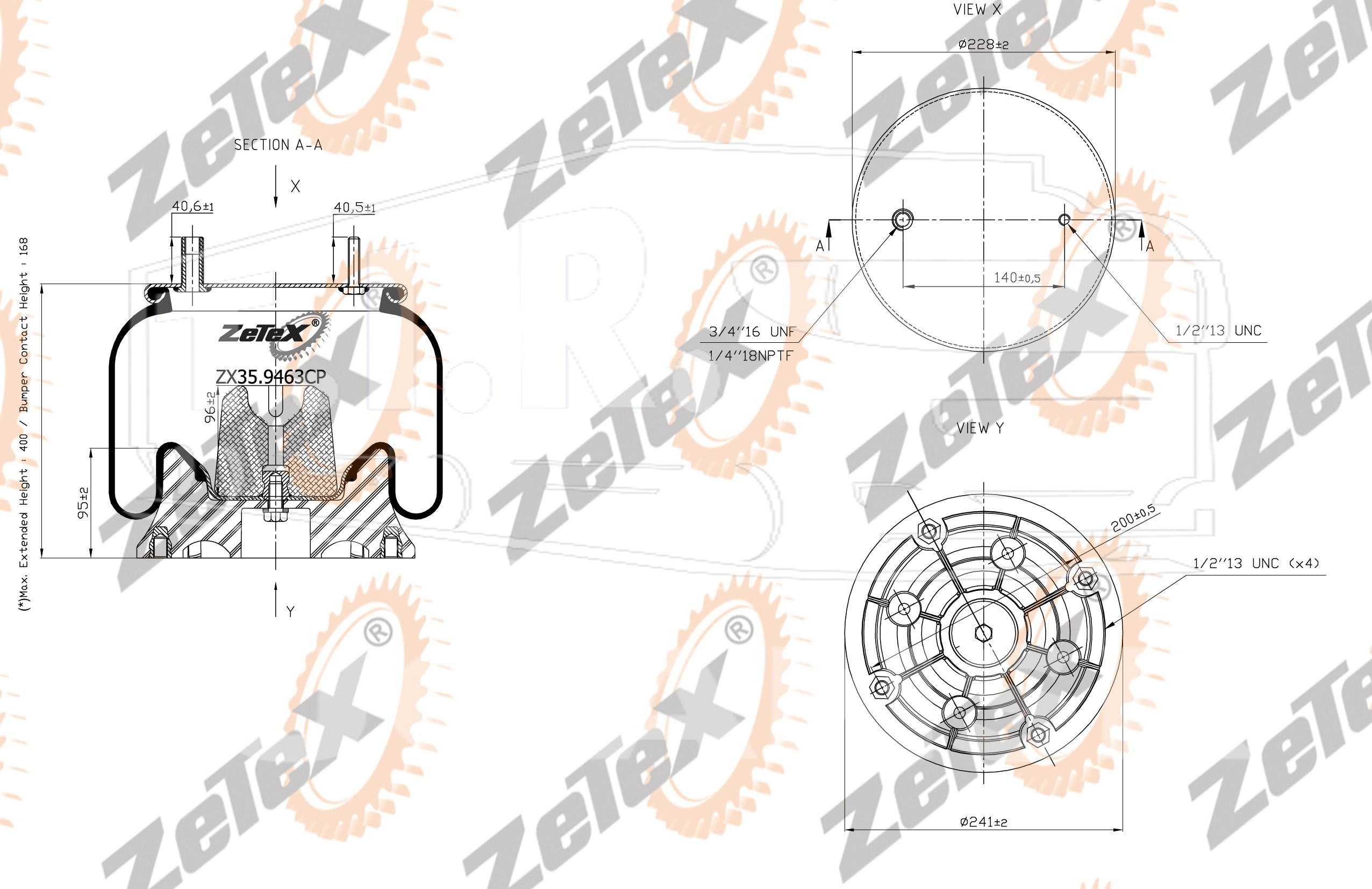 ZX35.9463CP, Пневморессора W013589463 пластиковый стакан — ZeTeX