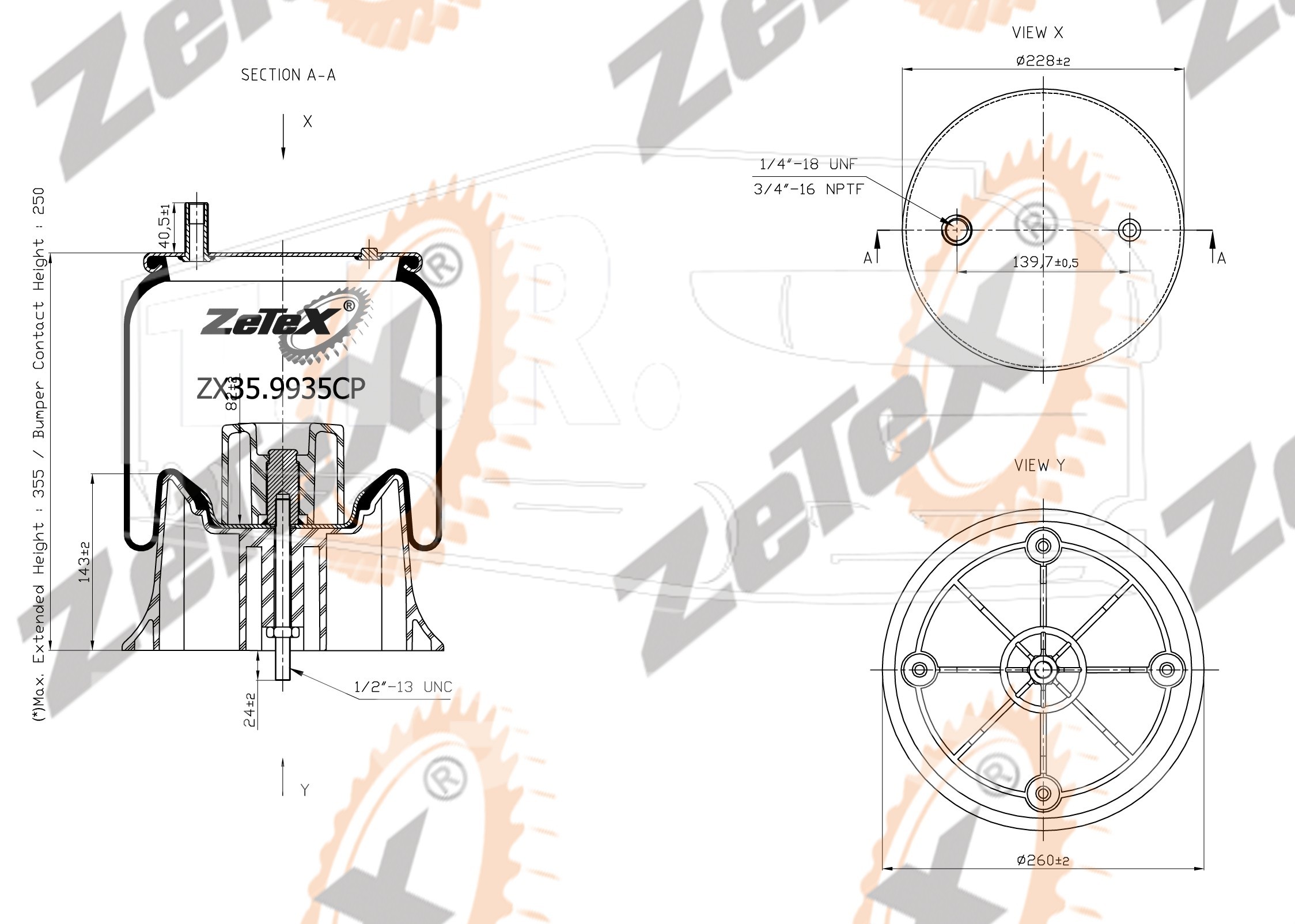 ZX35.9935CP, Пневморессора W013589935 пластиковый стакан SAF-HOLLAND — ZeTeX