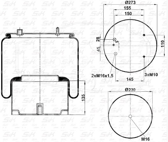 SK-836-02K-01, Пневморессора — S&K GMBH
