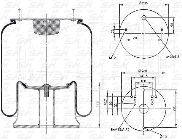 SK-0283K-01, Пневморессора — S&K GMBH