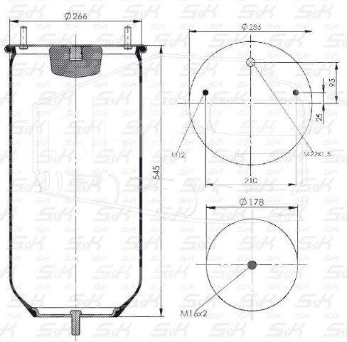 SK-0283P-01, Пневморессора без стакана — S&K GMBH