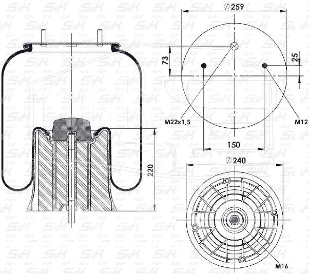SK-2626KP-01, Пневморессора — S&K GMBH