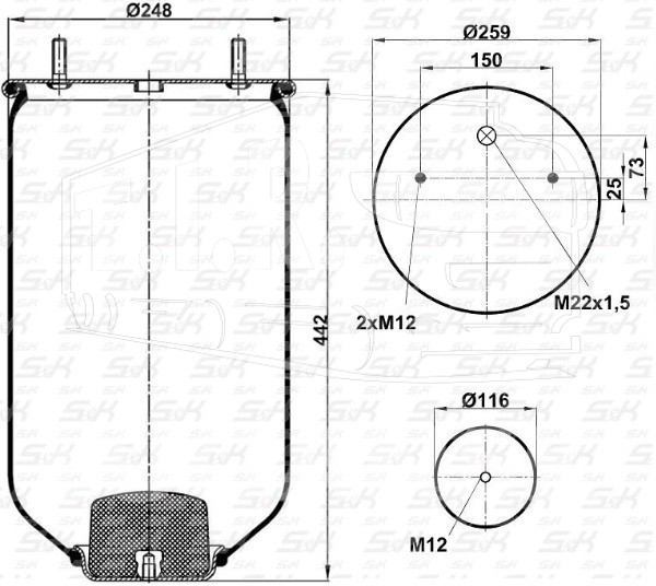 SK-4022P-01, Пневморессора — S&K GMBH