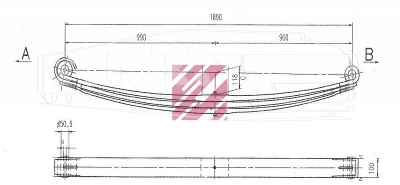 M1174700, Рессора передняя 3-х листовая — Marshall