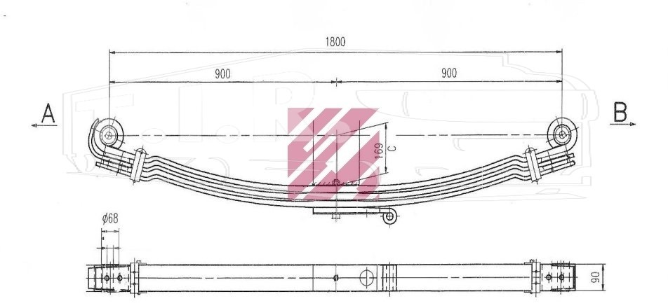 M1049700, Рессора 3-х лист перед — Marshall