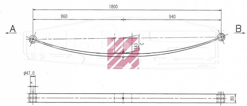 M1040100, Рессора 1-но лист перед — Marshall