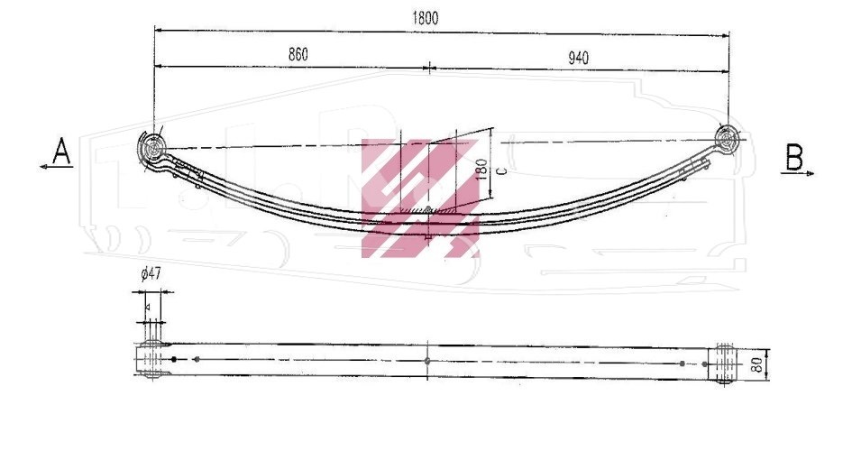 M1034900, Рессора 2-х лист перед — Marshall