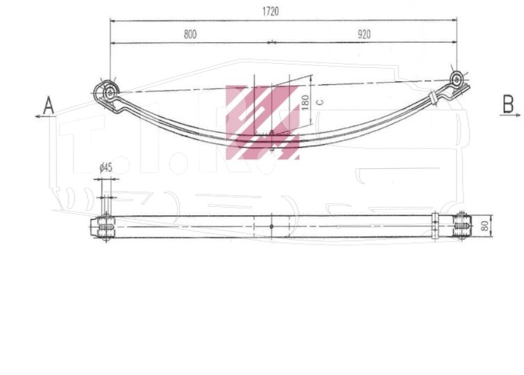M1022500, Рессора 2-х лист перед — Marshall