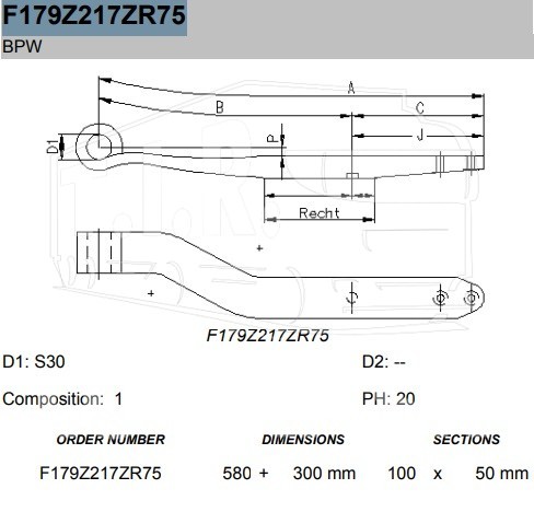 F179Z217ZR75, Полурессора 1-но лист — Weweler