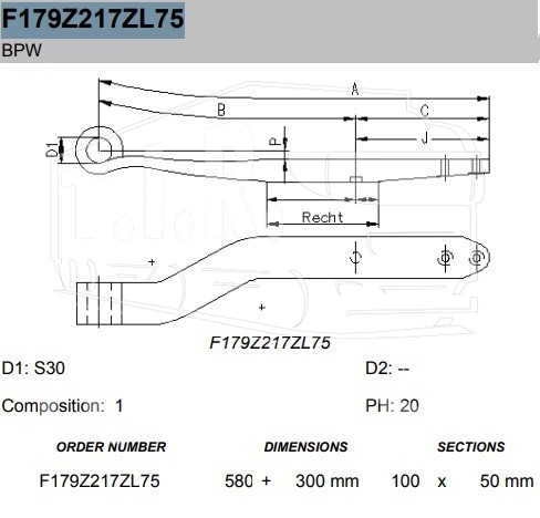 F179Z217ZL75, Полурессора 1-но лист — Weweler