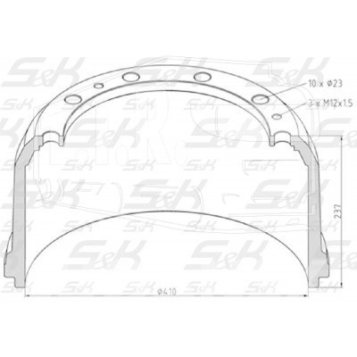 SK-3140127-01, Барабан тормозной 410*191,5(180)*237 перед — S&K GMBH