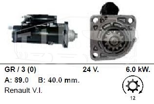 Стартер 24v 6kw 12T(редуктор)