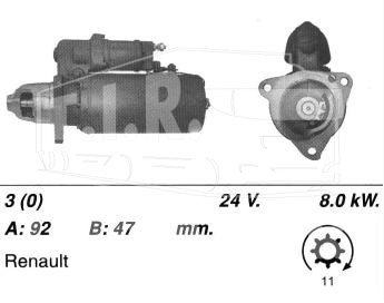 Стартер 24V 8kW 11t
