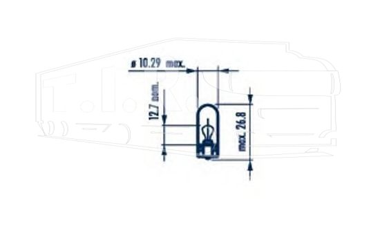 Лампочка 12v5w б/ц   W5W