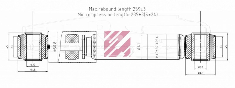 M6000519, Амортизатор кабины задний гор — Marshall