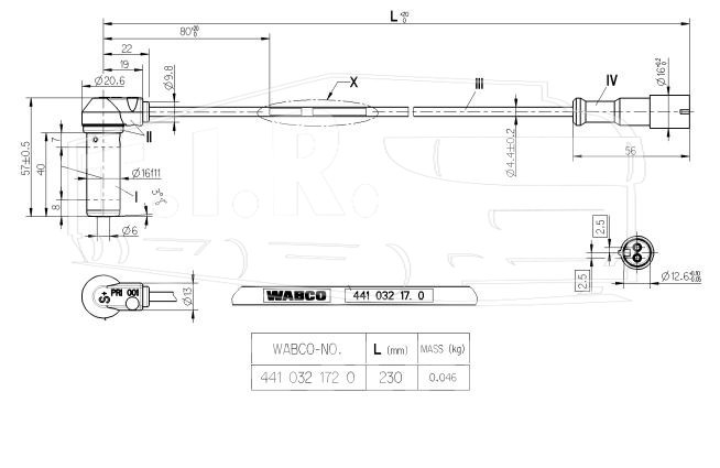 441 032 172 0, Датчик ABS 0.23м — Wabco