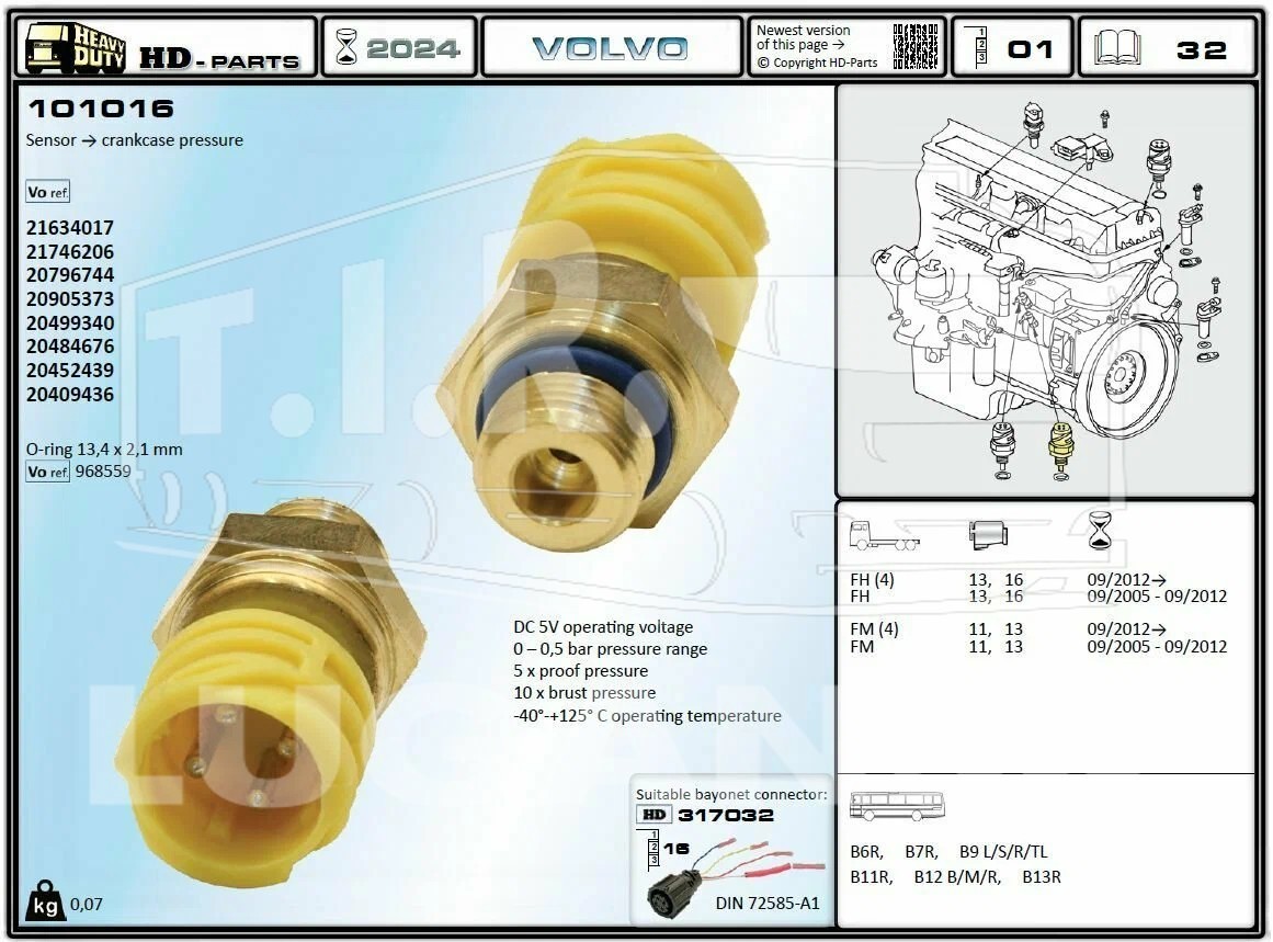 101016, Датчик давления картерных газов  4-х контактный — HD-parts
