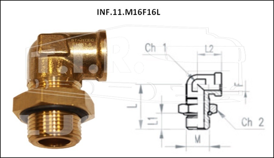 Соединитель уголок М16*1.5/F16
