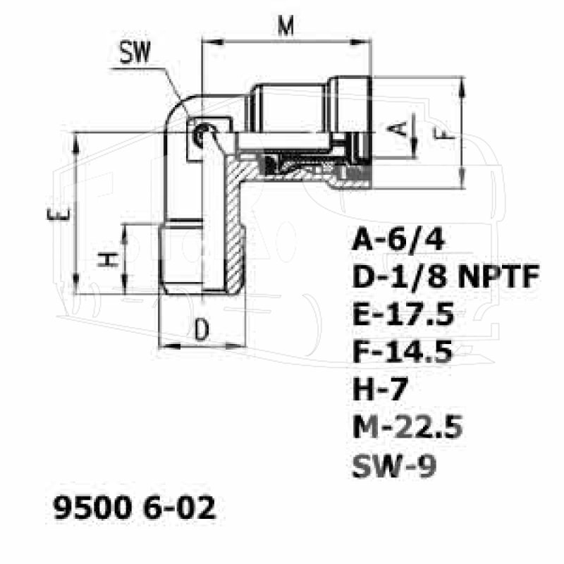 Соединитель уголок 1/8'/D6мм