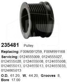 235481, Шкив генератора 61.2*44.2 8PK — Cargo