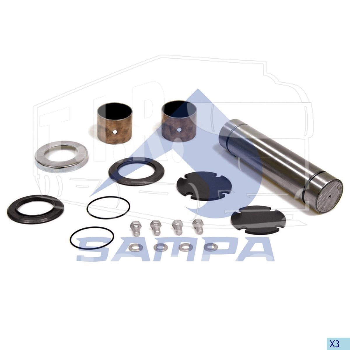 080.597, KING PIN KIT,AXLE STEERING KNUCKLE — Sampa