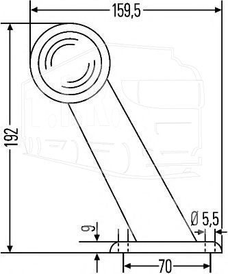 2XS 955 232-001, Габарит прицепа наклонный — Hella
