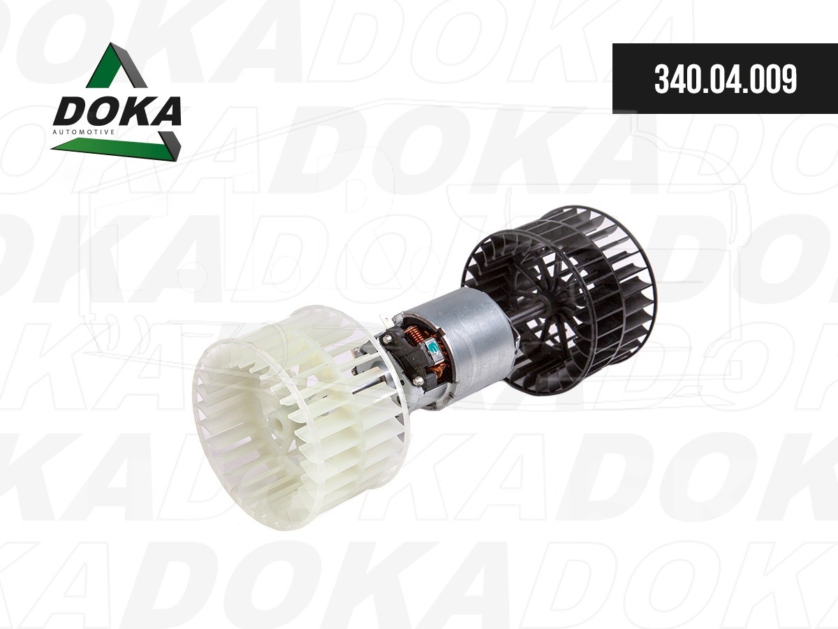 340.04.009, Электродвигатель отопителя в сборе с крыльчаткой, 24V — DOKA