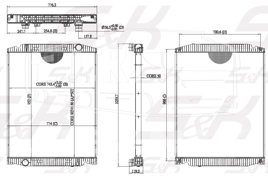 SK-7240017-02, Радиатор Iveco 900x748x48 — S&K GMBH