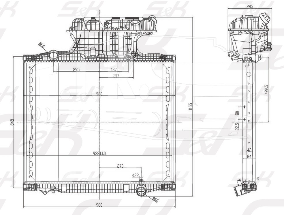 SK-7240039-02, Радиатор 765*938*42 (с рамкой) — S&K GMBH