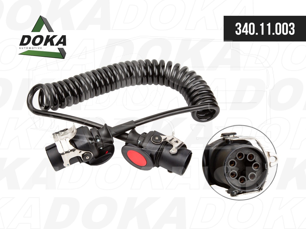 340.11.003, Кабель электрический спиральный ABS/EBS 7PIN/24V 4500mm — DOKA