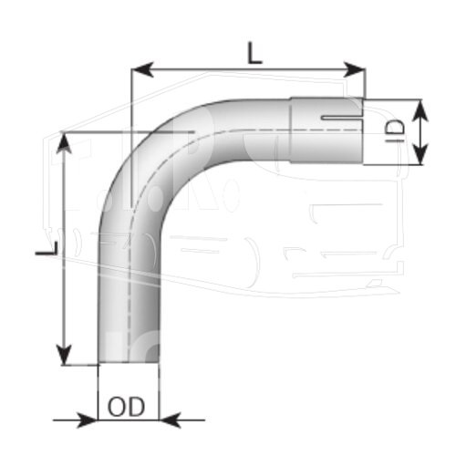 DIN91128, Колено глушителя D127*90" — Dinex